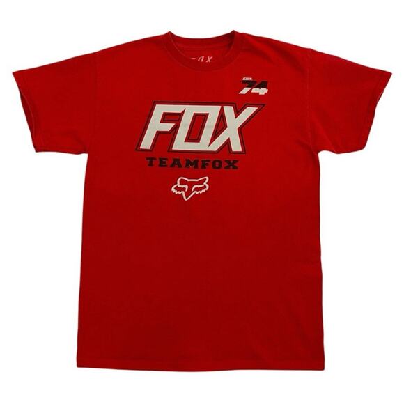 Team FOX Est. 74 Racing Mens T Shirt Size Medium Red Motorcycle Standard Fit - Picture 1 of 8